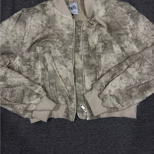 Zara Women's Tan Bomber Jacket